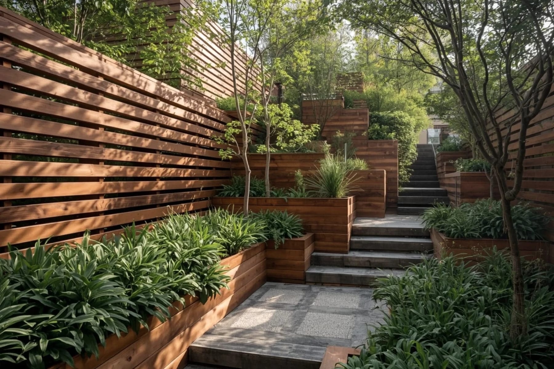 Tauranga outdoor concrete and landscaping project with garden detail