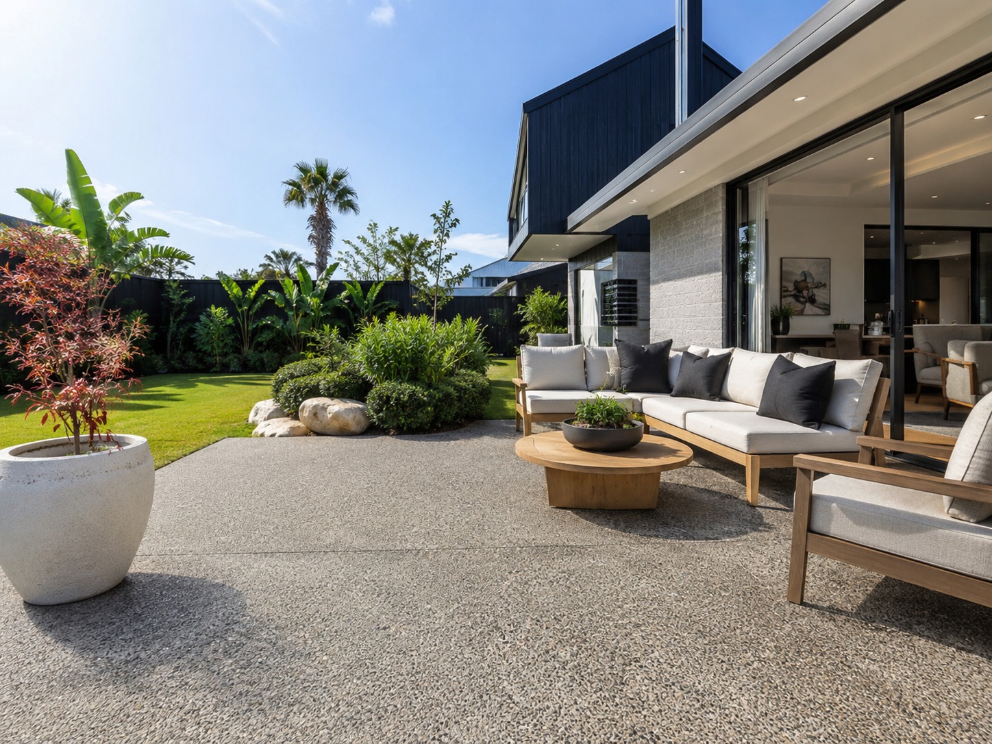 Stamped and exposed aggregate concrete finish comparison