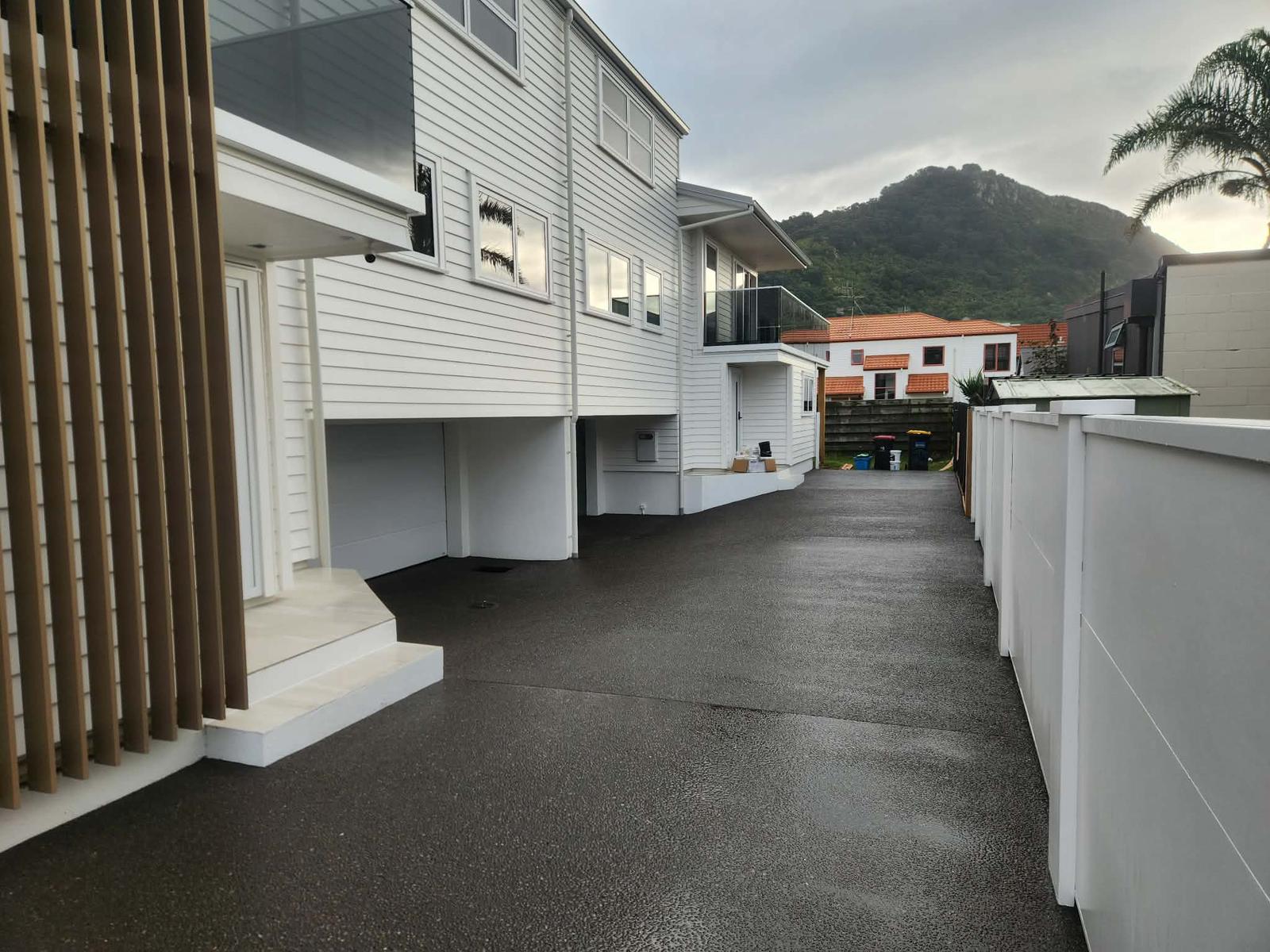 Shared driveway with Mauao views at a Mount Maunganui townhouse