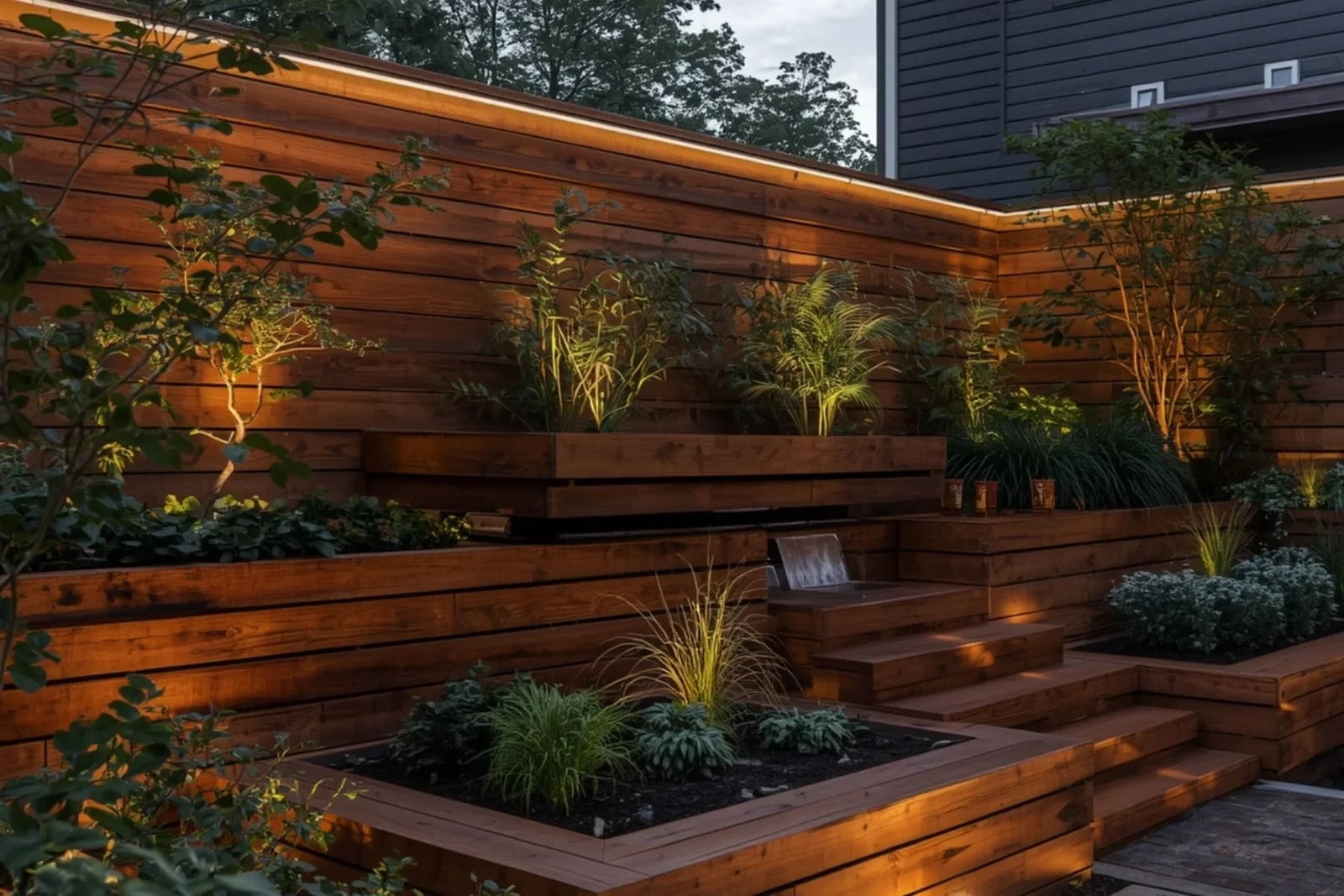 Retaining wall and landscaped area in Tauranga